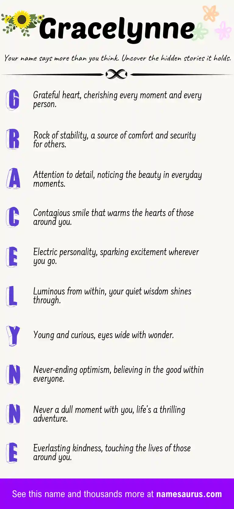 Acrostic poem about Gracelynne.