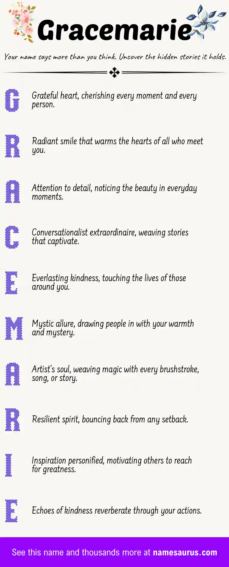 Acrostic poem about Gracemarie.