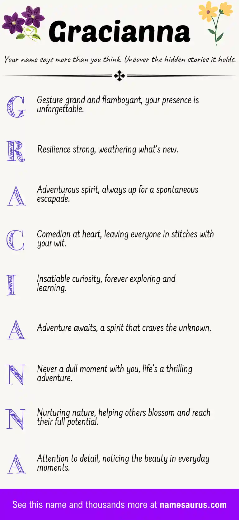 Acrostic poem about Gracianna.