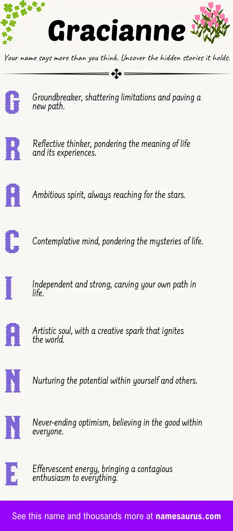 Acrostic poem about Gracianne.