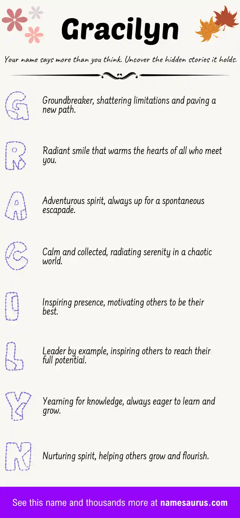 Acrostic poem about Gracilyn.