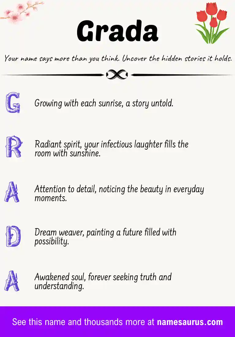 Acrostic poem about Grada.