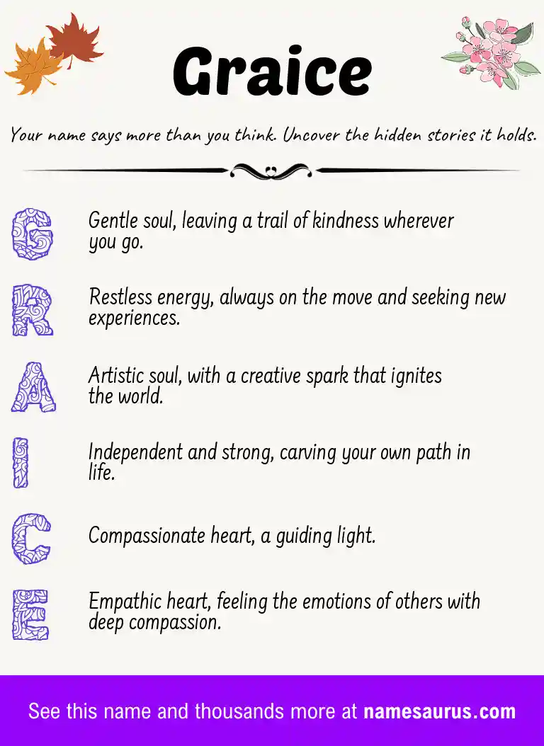 Acrostic poem about Graice.