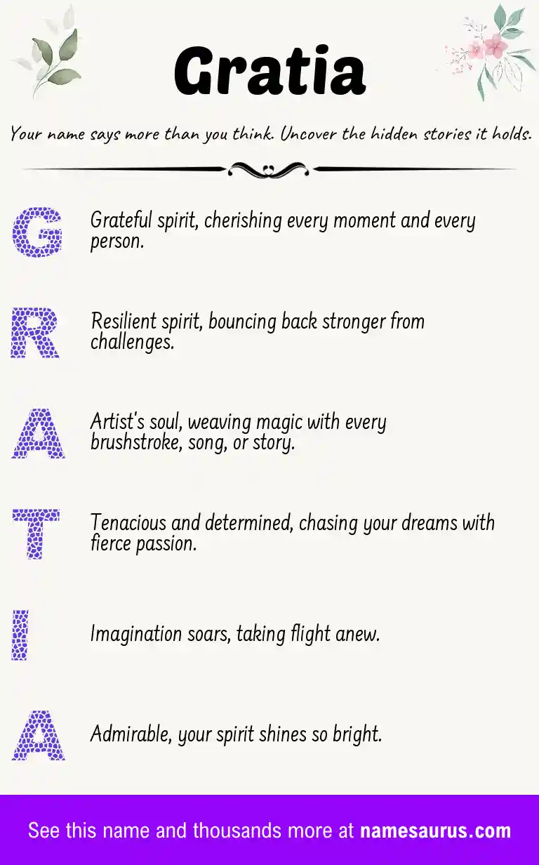 Acrostic poem about Gratia.