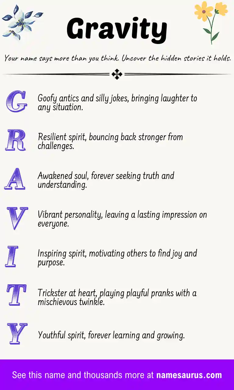 Acrostic poem about Gravity.