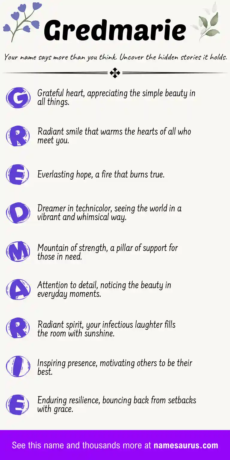 Acrostic poem about Gredmarie.