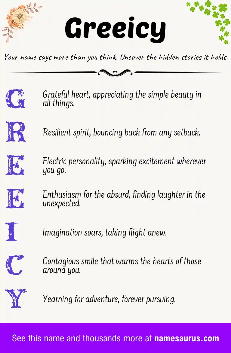 Acrostic poem about Greeicy.
