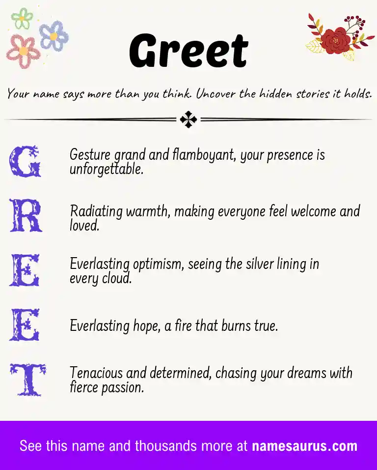 Acrostic poem about Greet.