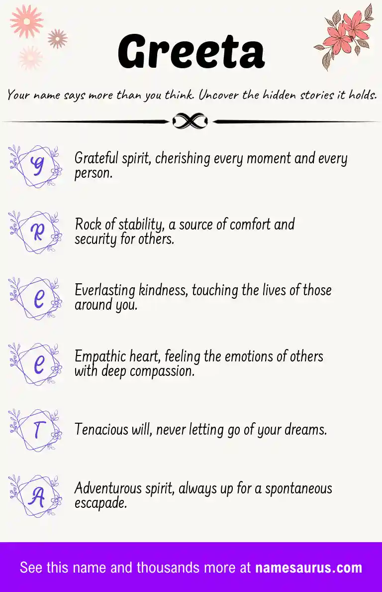 Acrostic poem about Greeta.
