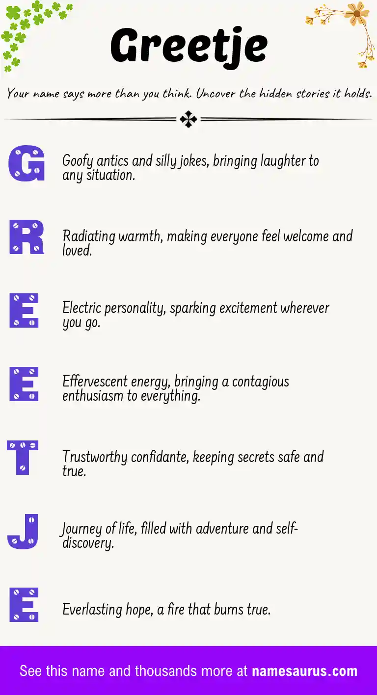 Acrostic poem about Greetje.