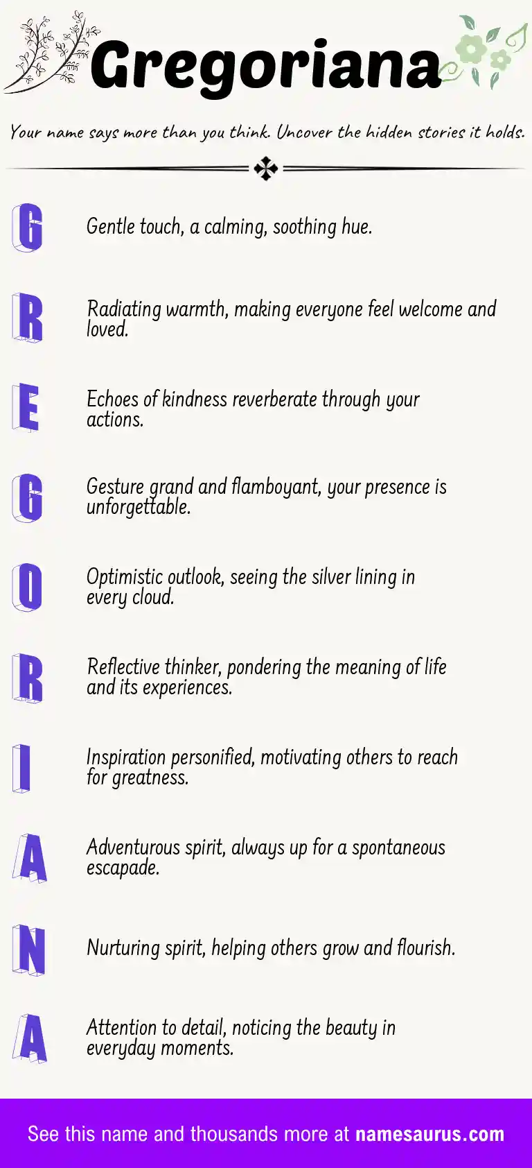 Acrostic poem about Gregoriana.