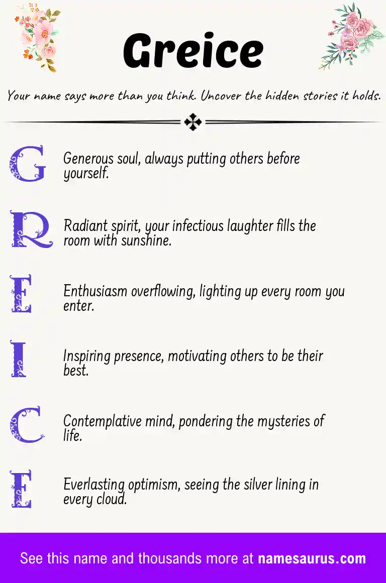 Acrostic poem about Greice.