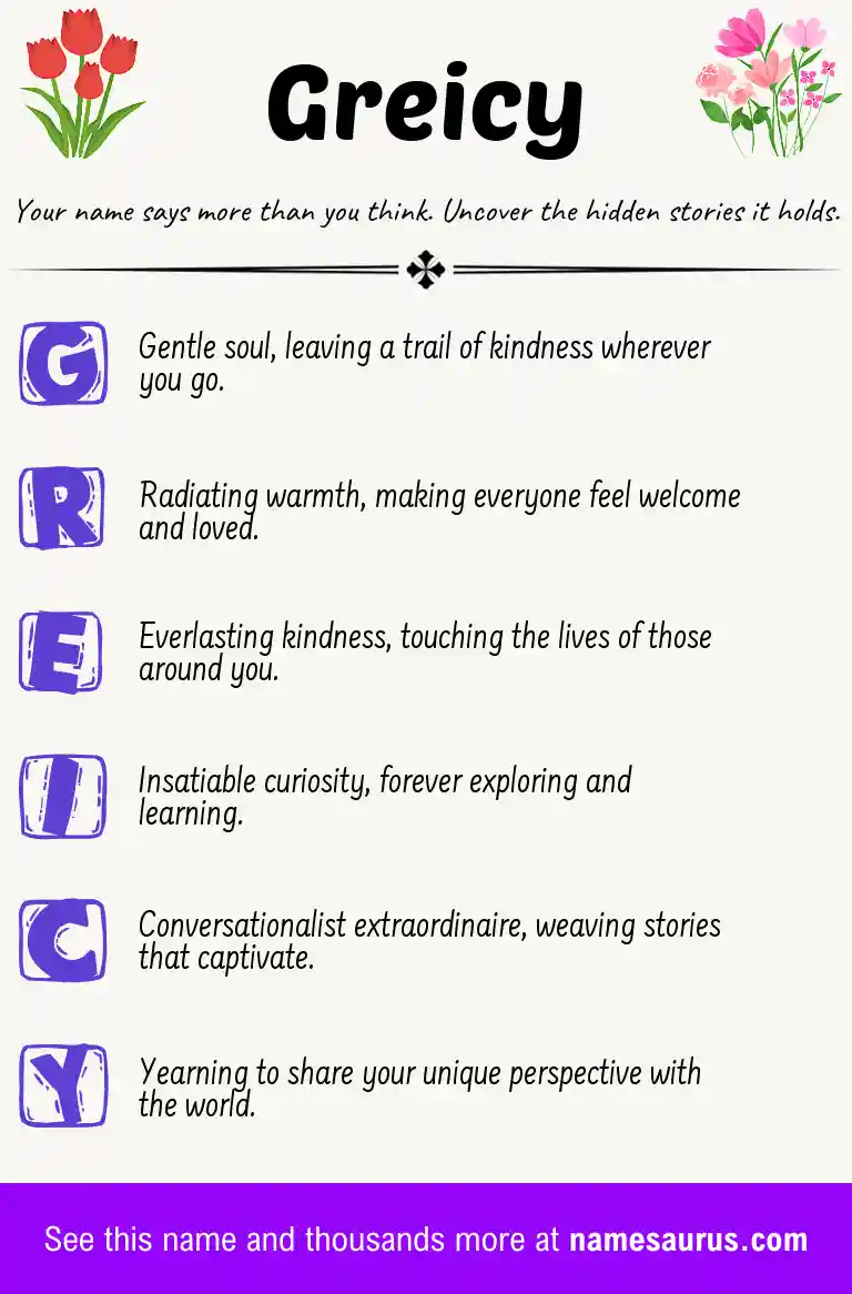 Acrostic poem about Greicy.