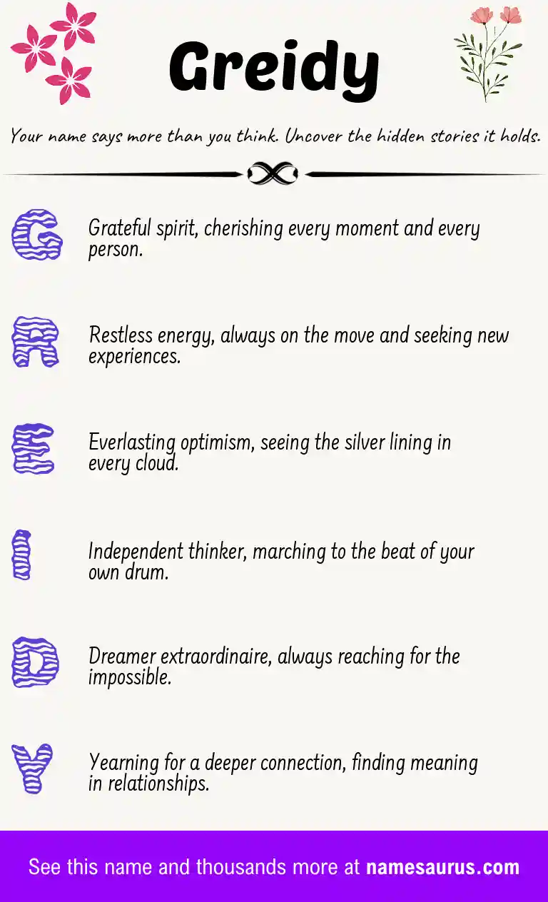 Acrostic poem about Greidy.
