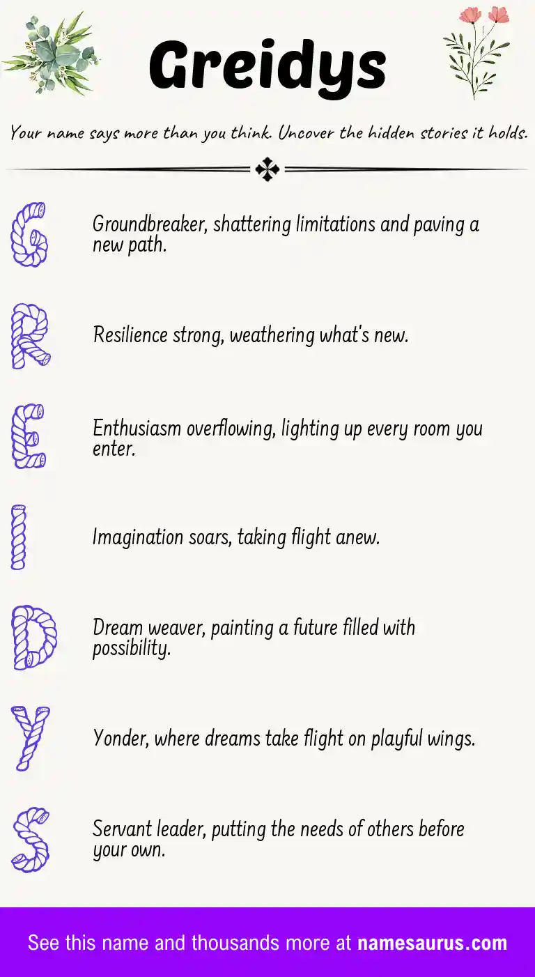 Acrostic poem about Greidys.