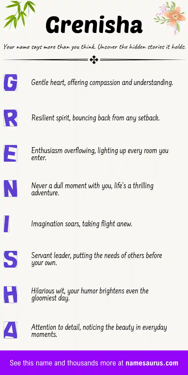Acrostic poem about Grenisha.
