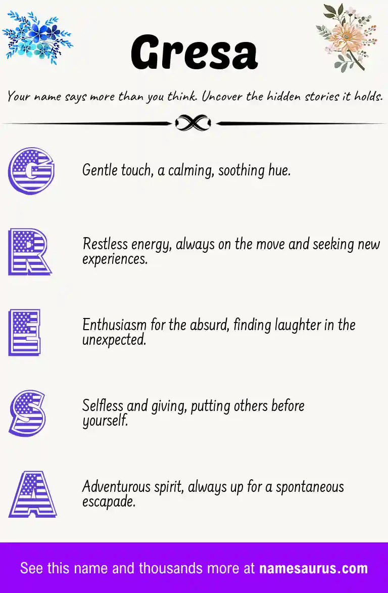 Acrostic poem about Gresa.