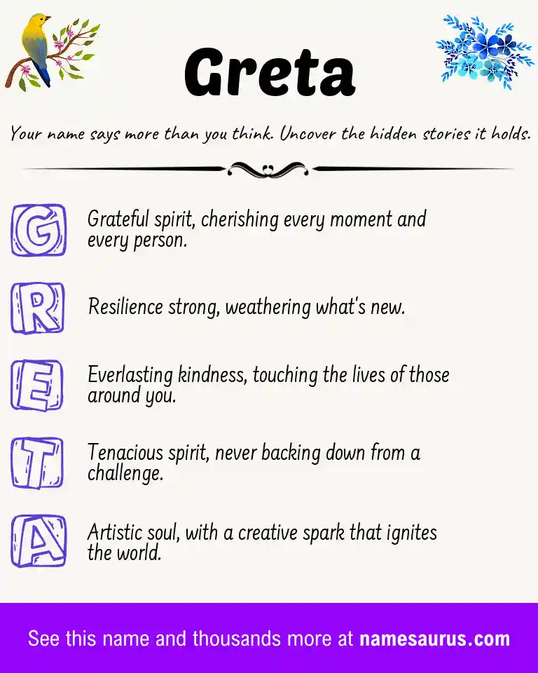 Acrostic poem about Greta.