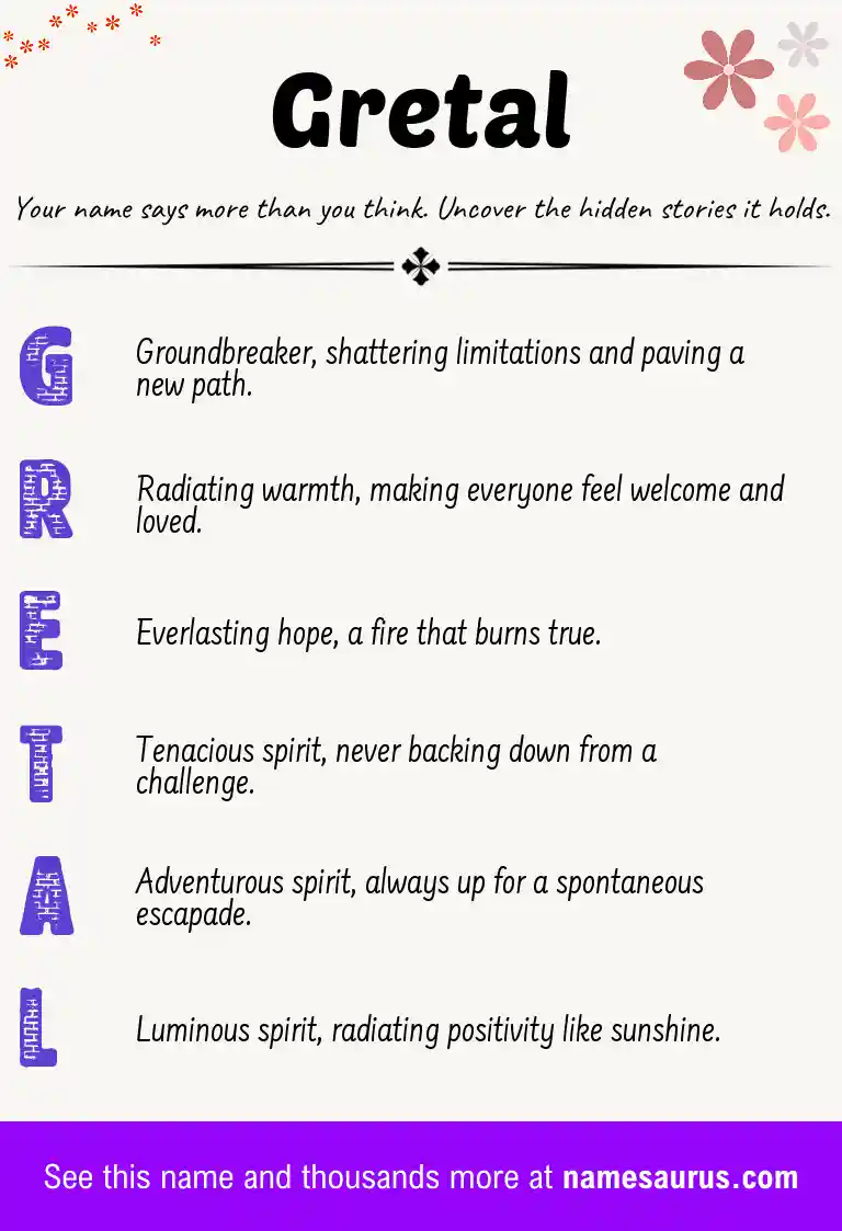 Acrostic poem about Gretal.