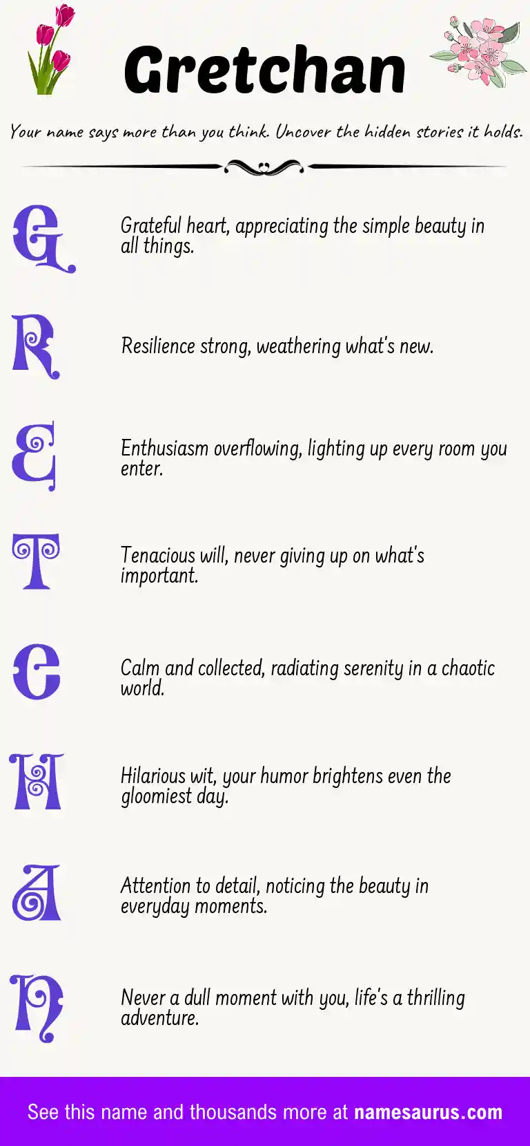 Acrostic poem about Gretchan.