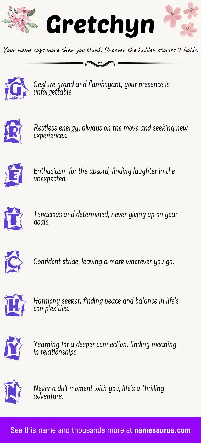 Acrostic poem about Gretchyn.
