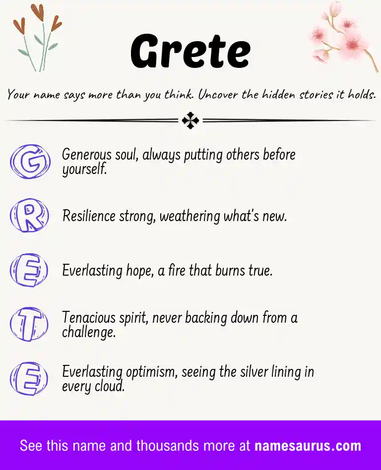 Acrostic poem about Grete.