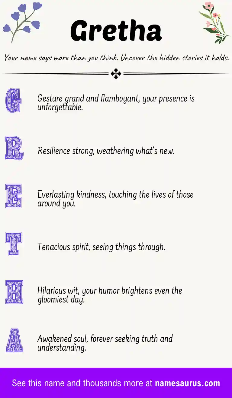 Acrostic poem about Gretha.