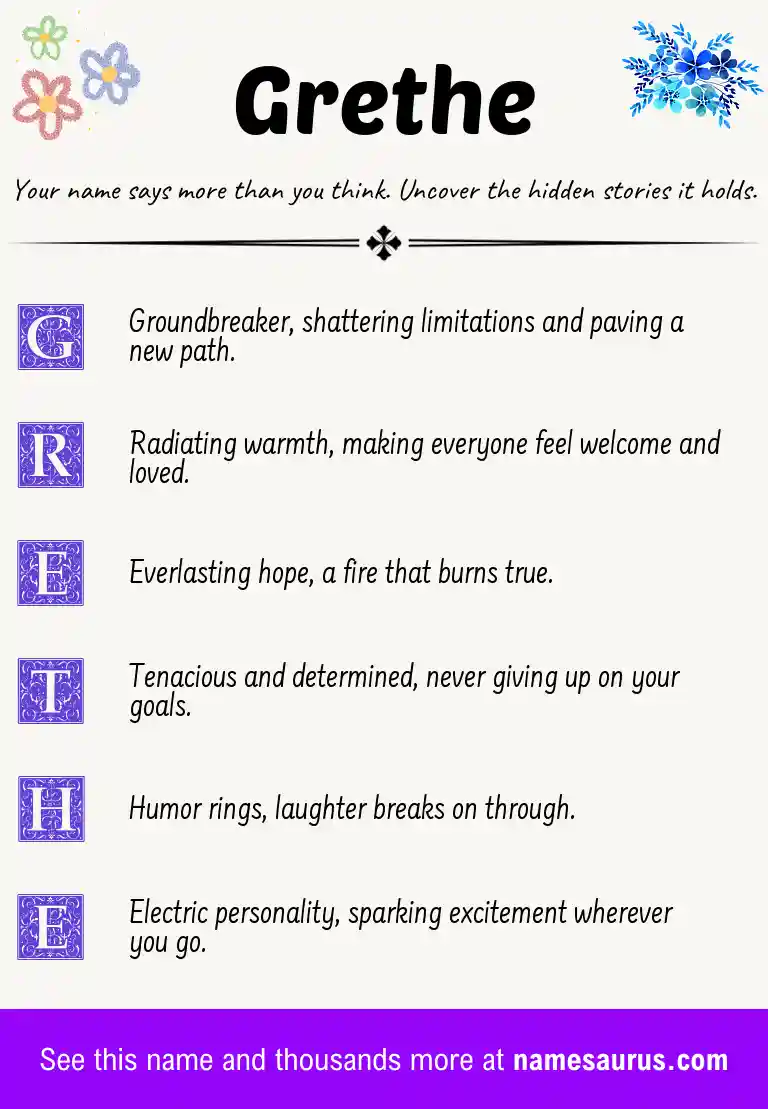 Acrostic poem about Grethe.