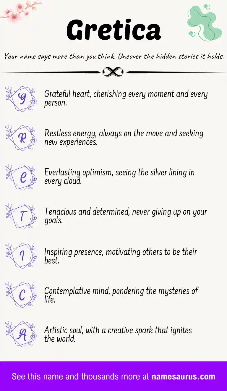 Acrostic poem about Gretica.