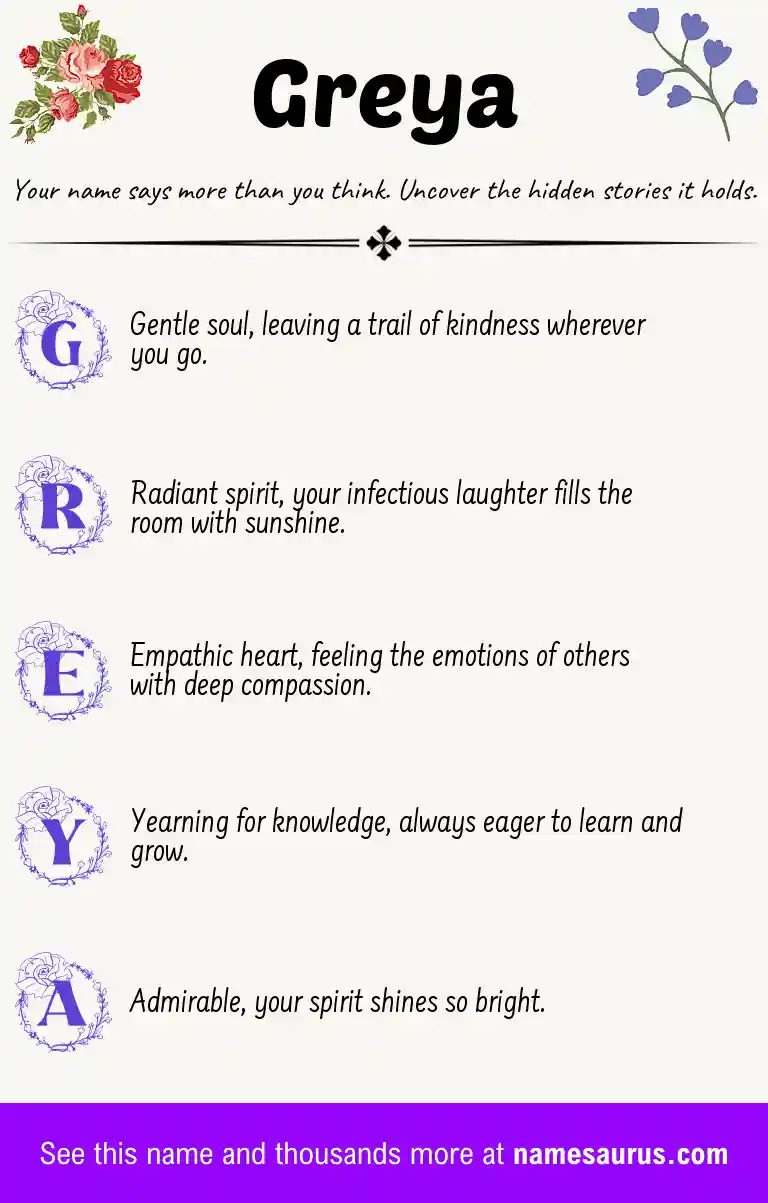 Acrostic poem about Greya.