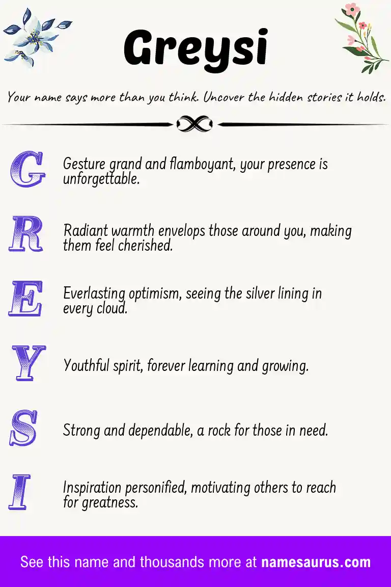 Acrostic poem about Greysi.