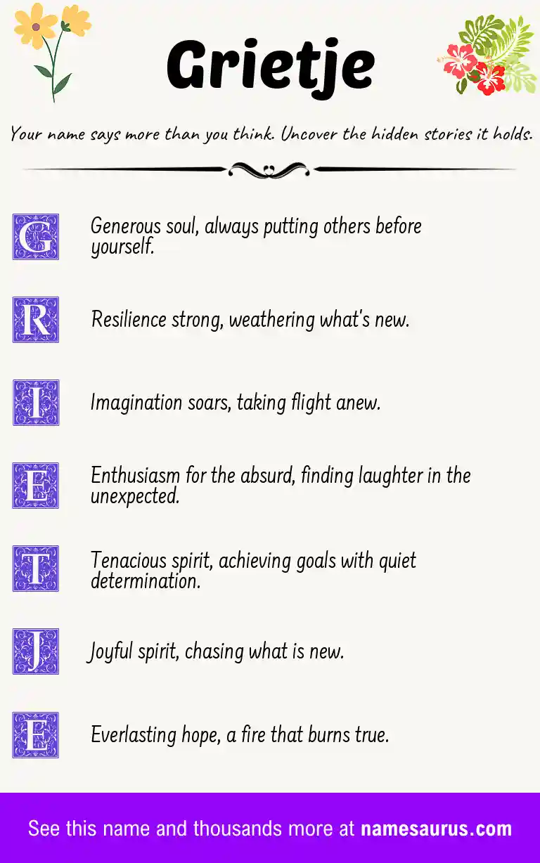 Acrostic poem about Grietje.
