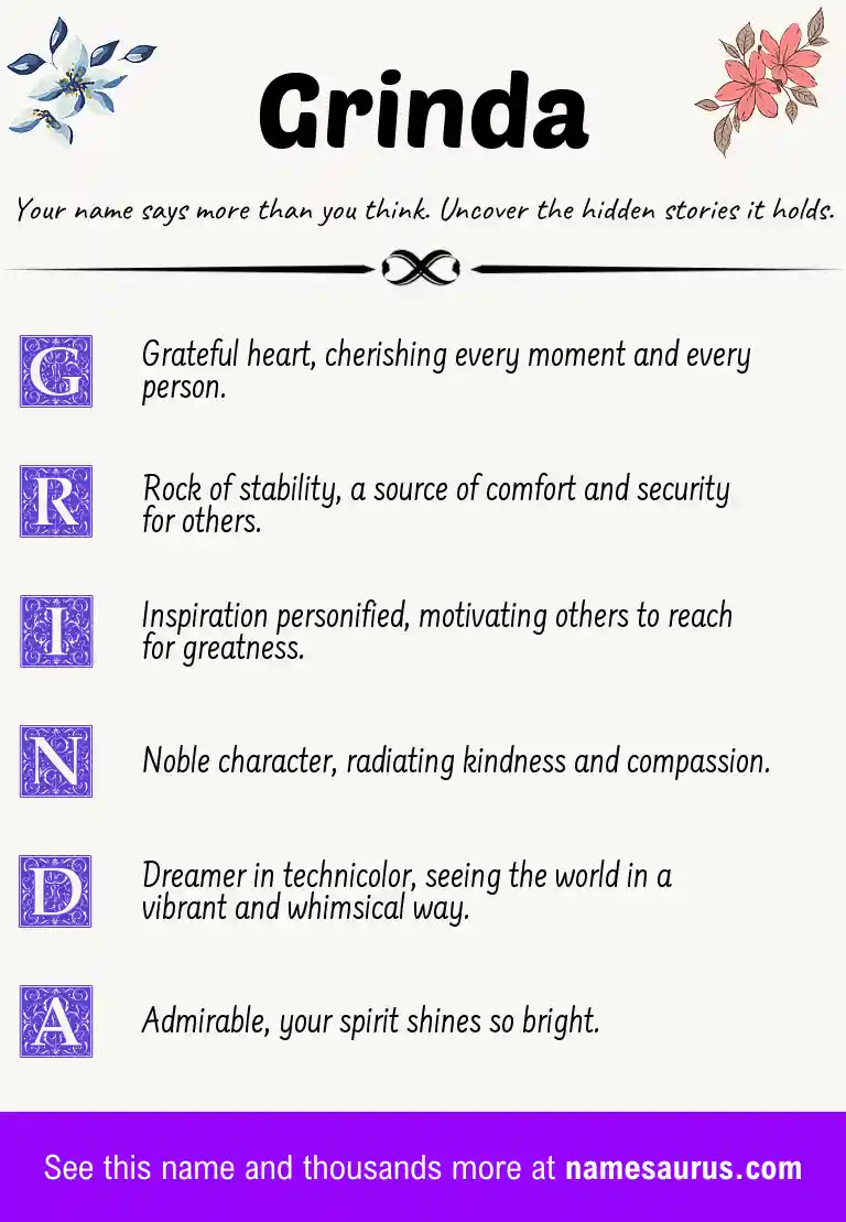 Acrostic poem about Grinda.