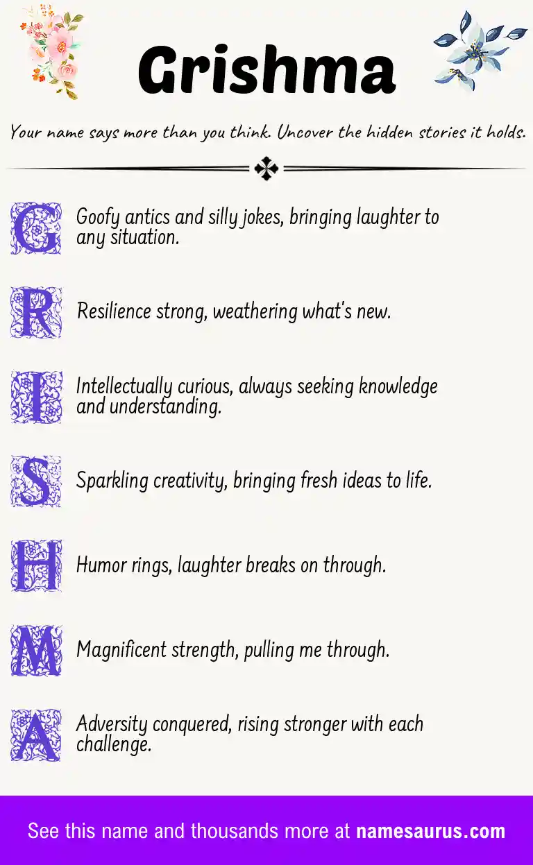 Acrostic poem about Grishma.