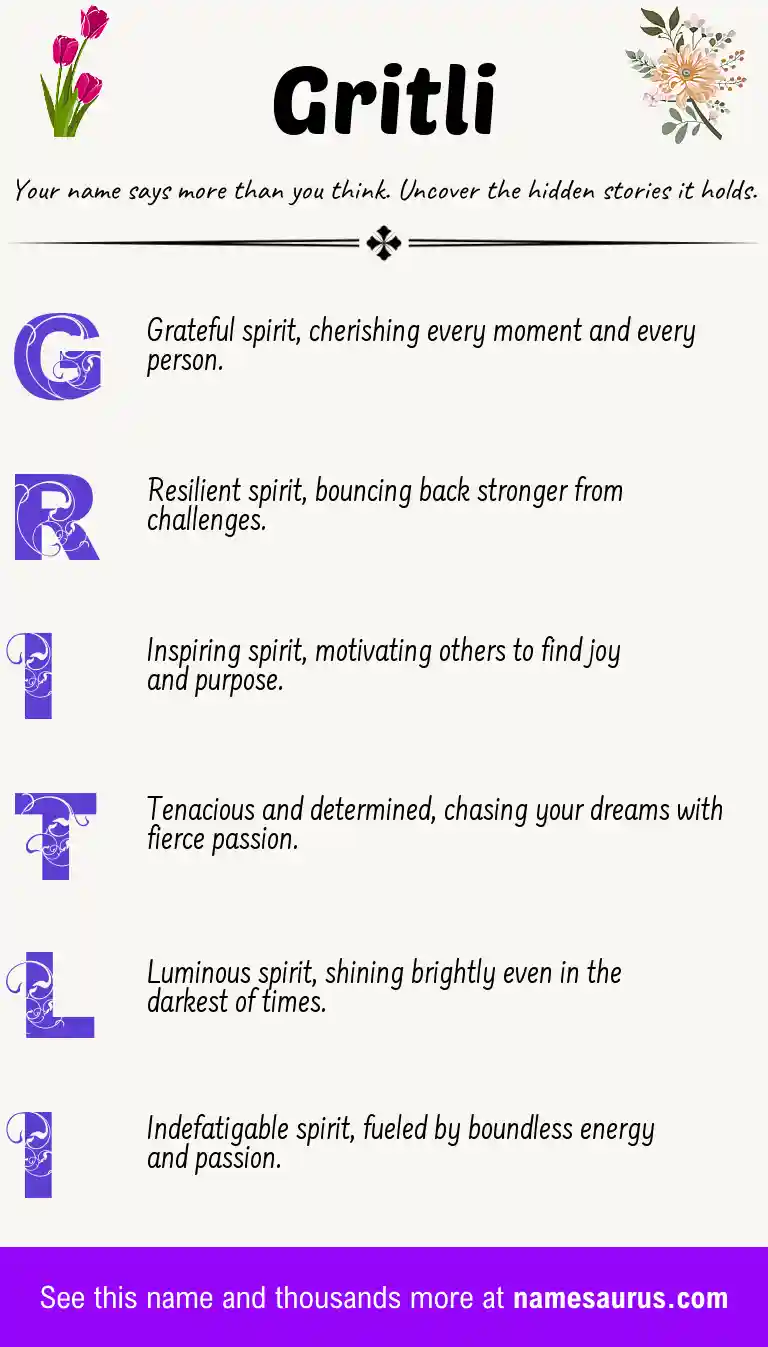 Acrostic poem about Gritli.