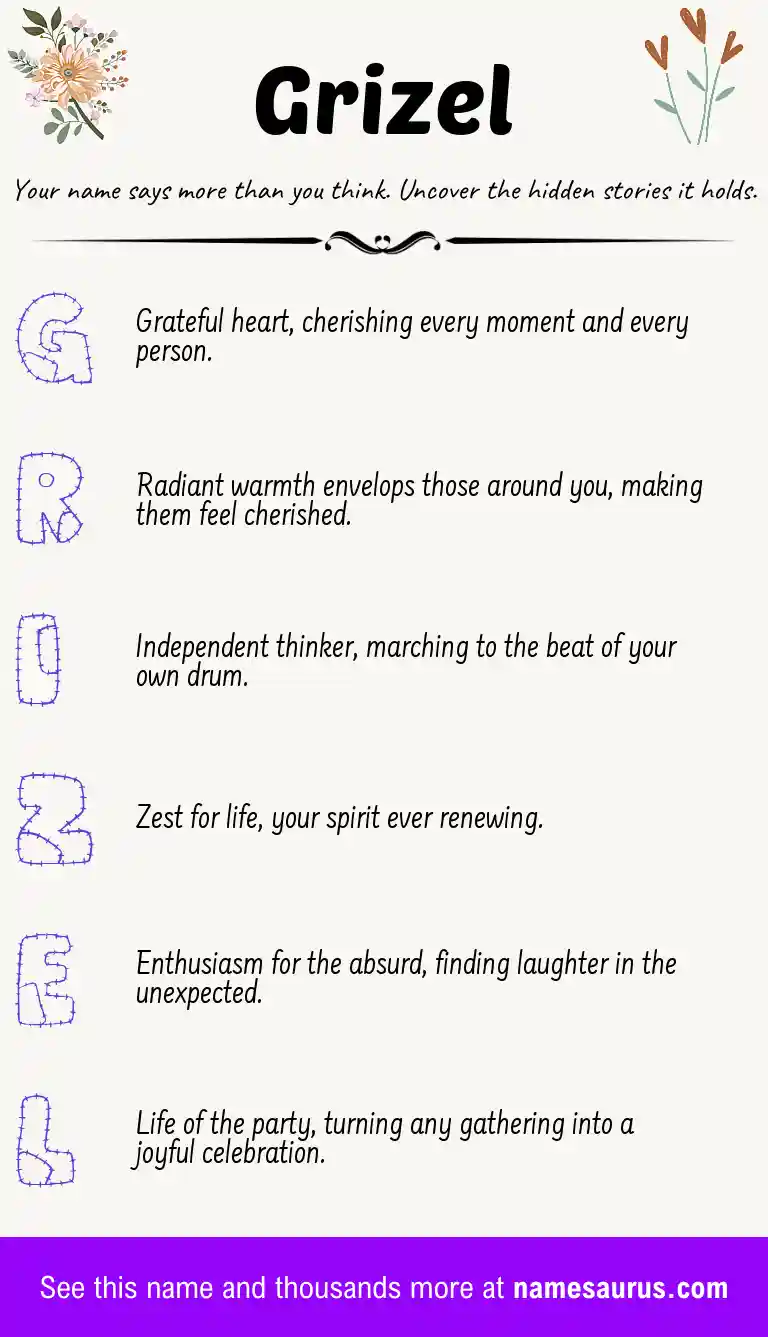 Acrostic poem about Grizel.