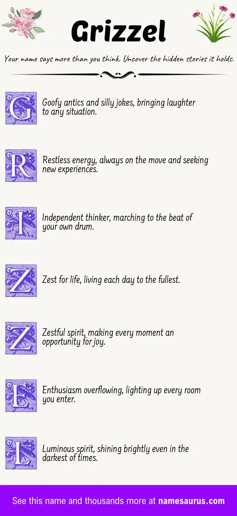 Acrostic poem about Grizzel.