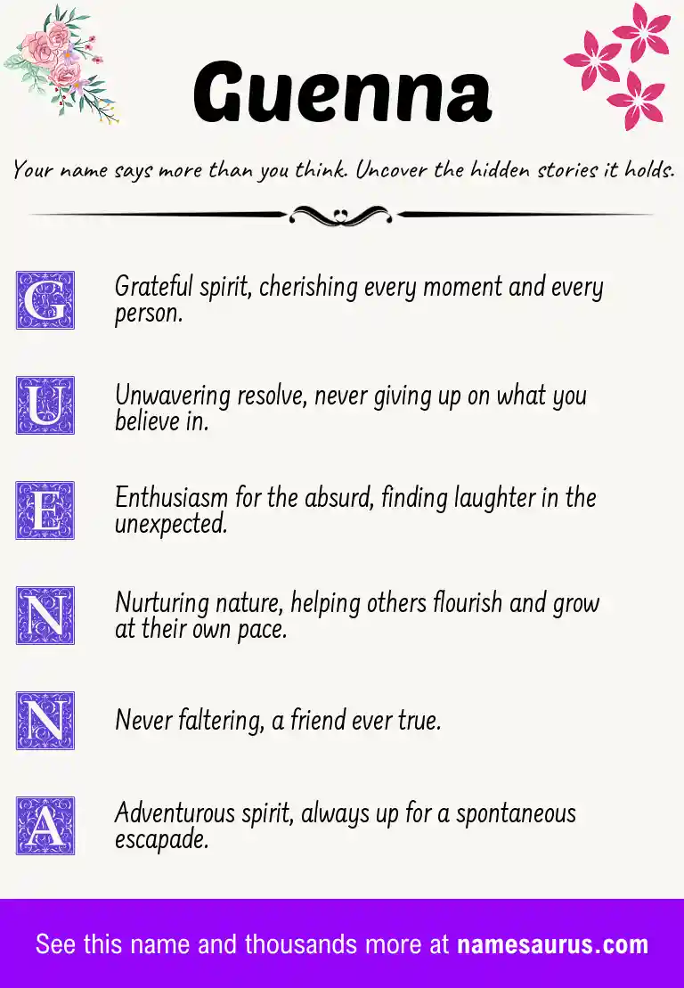 Acrostic poem about Guenna.