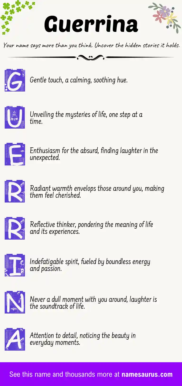 Acrostic poem about Guerrina.