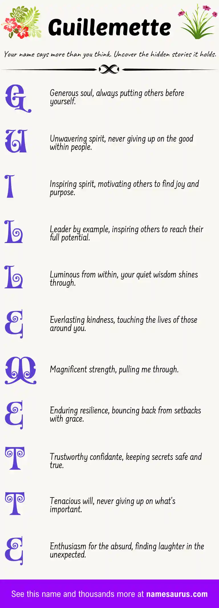 Acrostic poem about Guillemette.