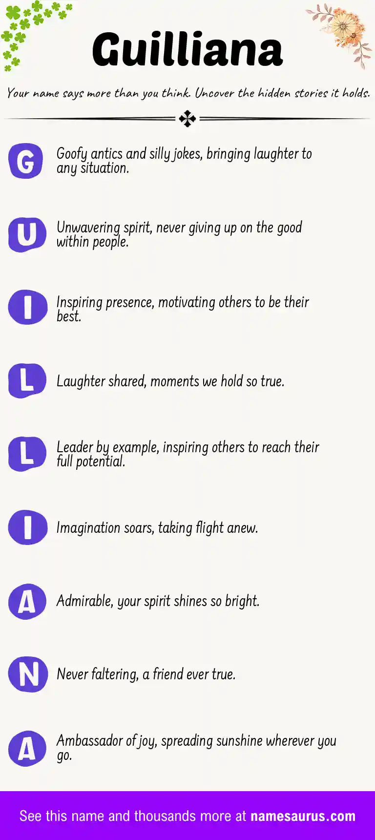 Acrostic poem about Guilliana.