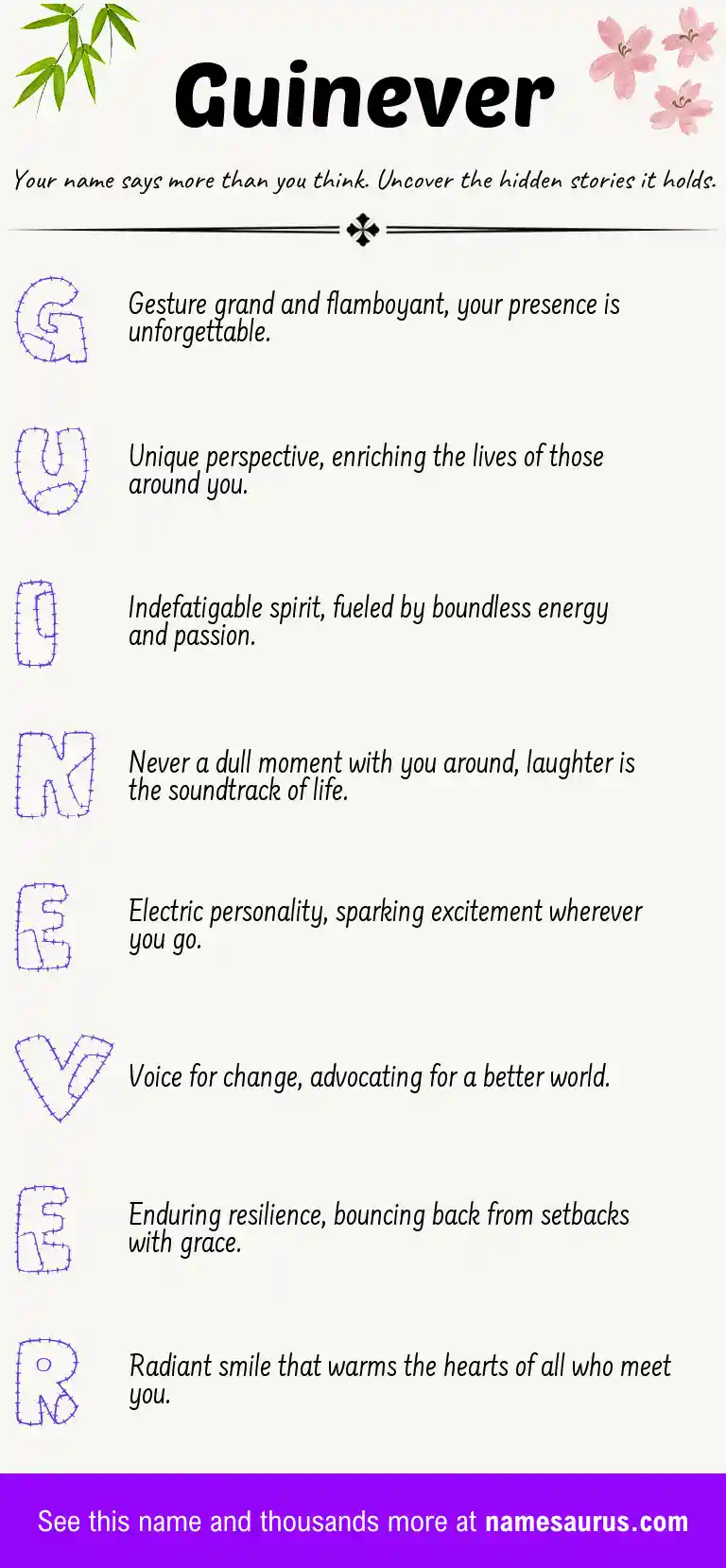 Acrostic poem about Guinever.