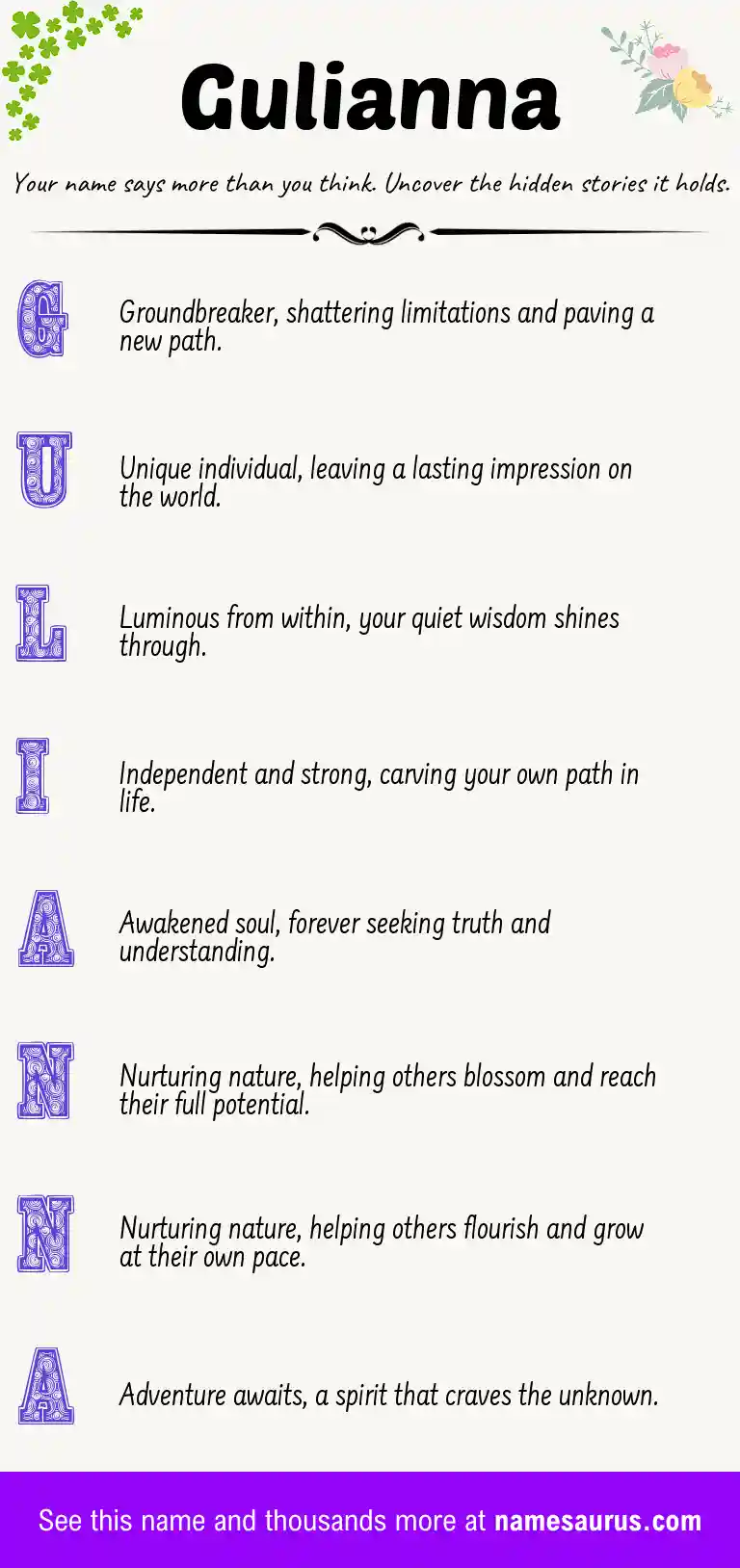 Acrostic poem about Gulianna.