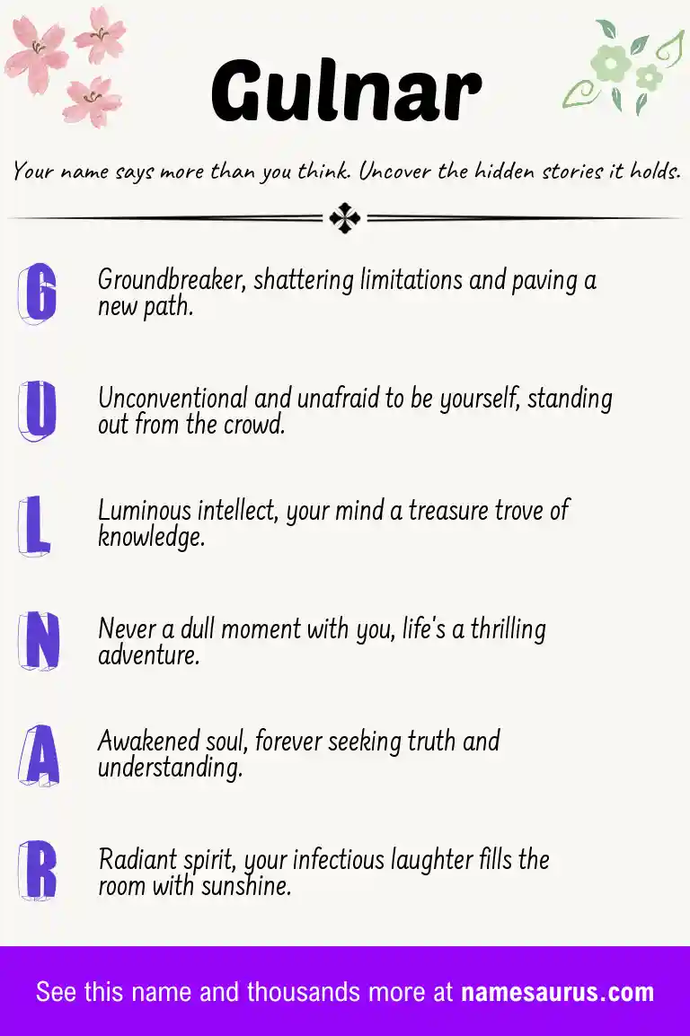 Acrostic poem about Gulnar.