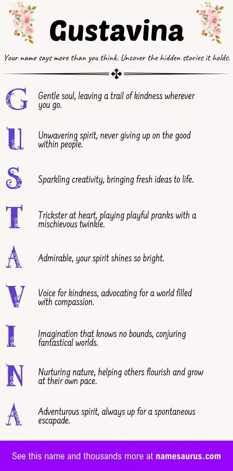 Acrostic poem about Gustavina.