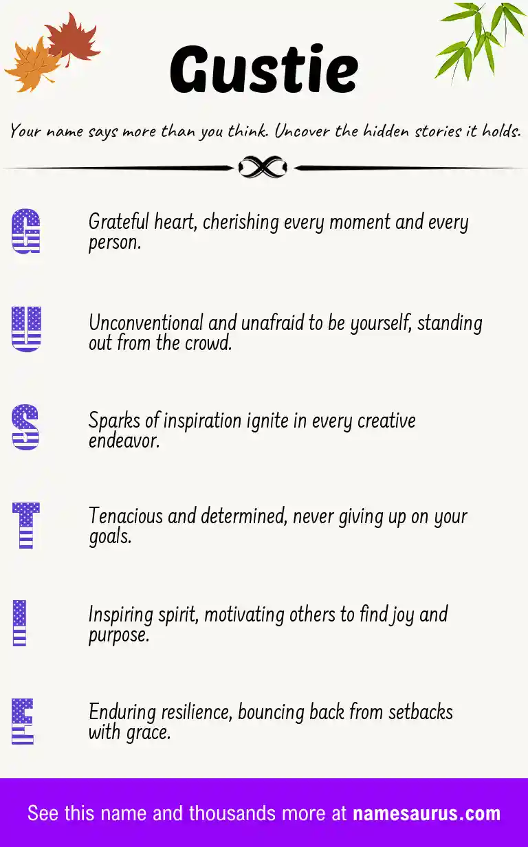Acrostic poem about Gustie.