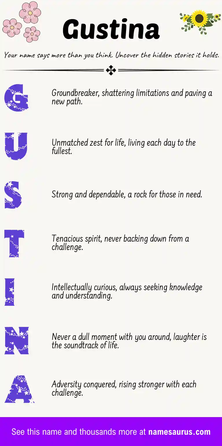 Acrostic poem about Gustina.