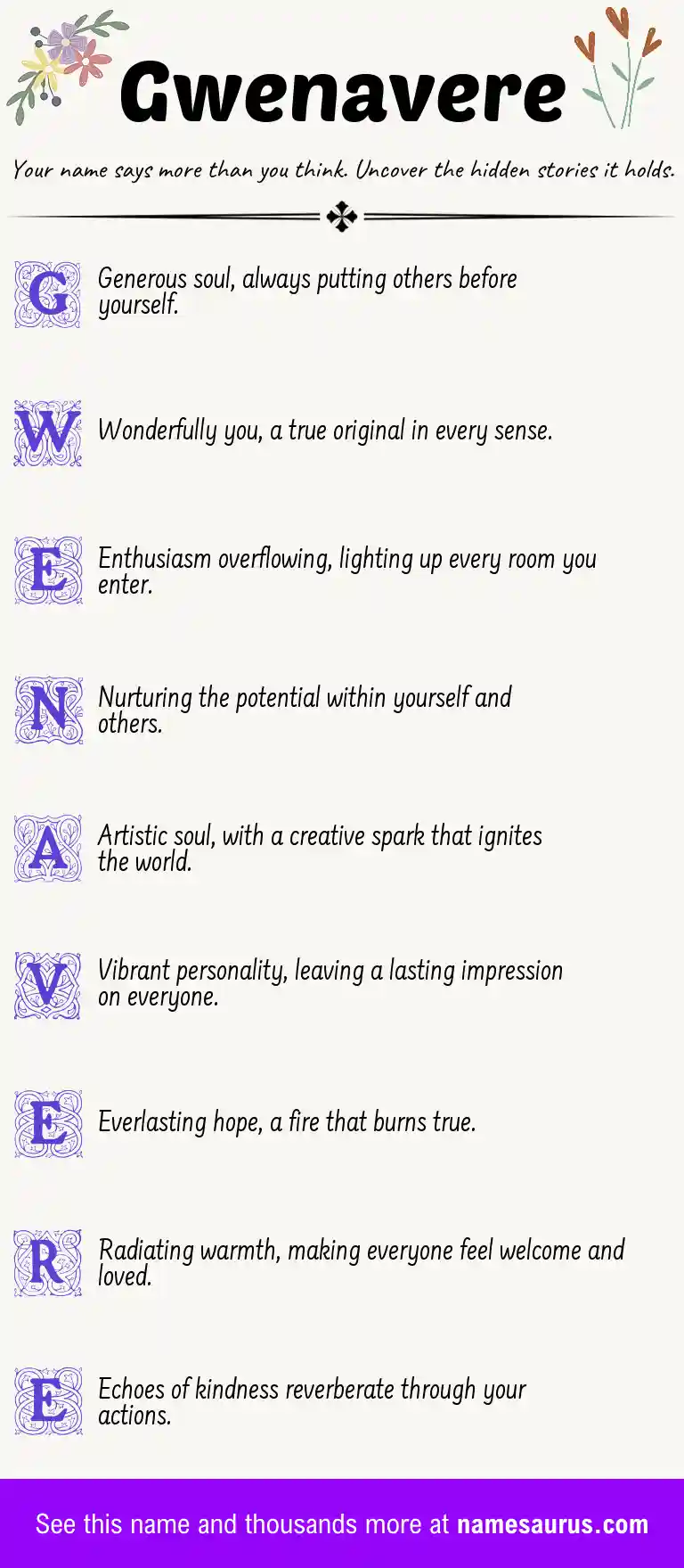 Acrostic poem about Gwenavere.