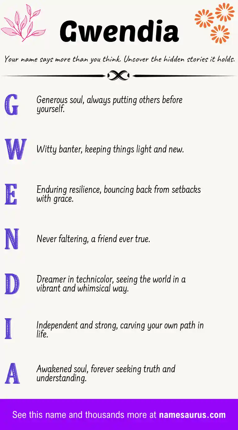 Acrostic poem about Gwendia.