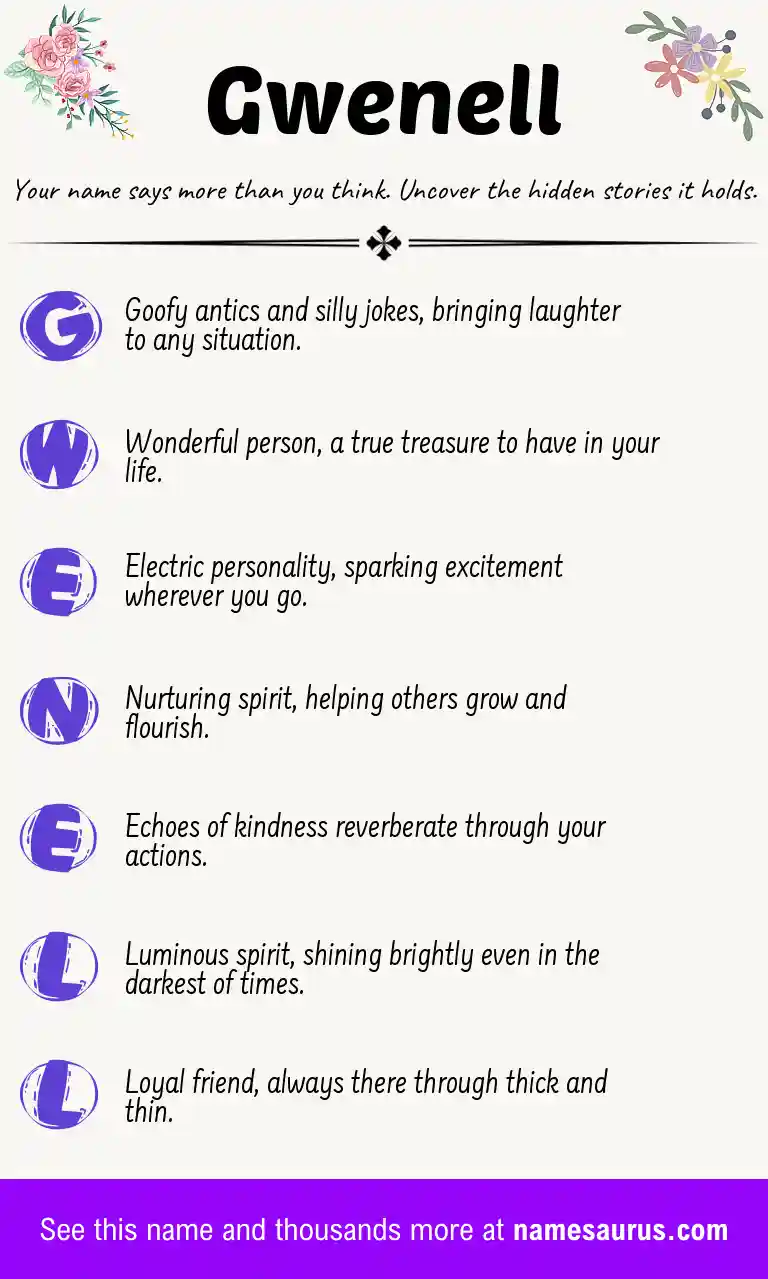 Acrostic poem about Gwenell.